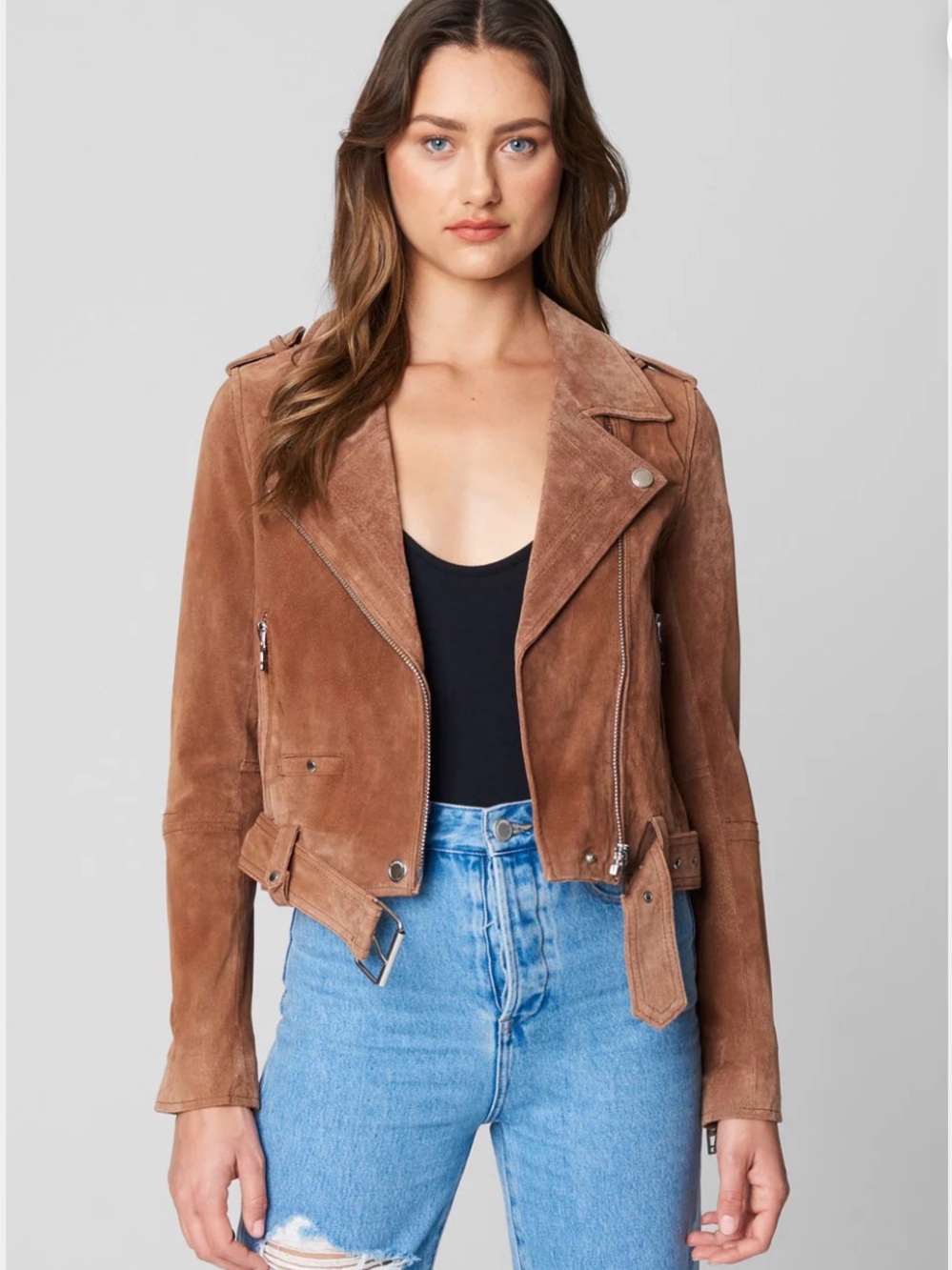 Blank NYC Tan Brown Suede Moto Jacket